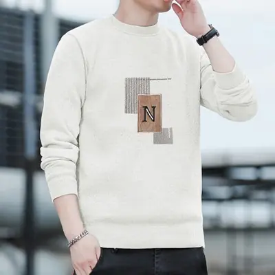 Image de Pull Homme Col Rond Doublé Polaire - Chaud & Épais
