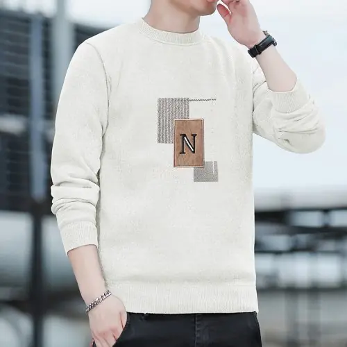 Image de Pull Homme Col Rond Doublé Polaire - Chaud & Épais