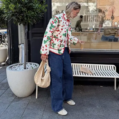 Image de Manteau Hiver Femme Imprimé Capuche - Chaud & Matelassé