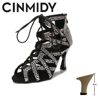Image de cinmidy chaussures de danse du ventre sexy tango latin strass bottes de danse pôle chaussures de dan...