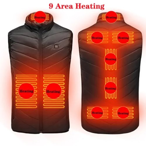 Image of Customizable New Hot Selling Electric Heating Vest Coats Jackets Vests 9 Areas Black JRBX9869