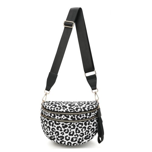 Image of DOYOGI Black and White Checkered Spacious Bum Bag Crossbody Bags for Women Nylon Travel essentials Mommy Bag Diaper Bag  for Mom