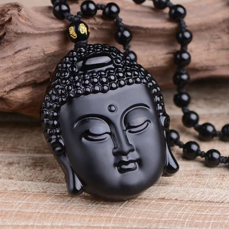 Afbeelding van Obsidiaan Boeddha Hanger Amuletten Talismans Sieraden Geschenken Voor Vrouwen Edelstenen Ketting Vintage Natuurlijke Zwarte Charme Accessoires