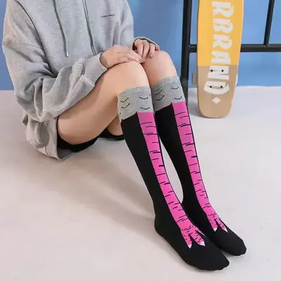 Image de Chaussettes Hautes 3D Poulet Drôle - Cosplay & Mode
