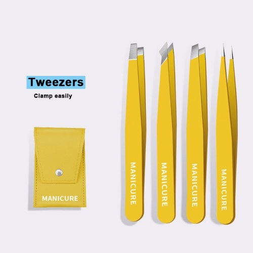 Image de Pince à Sourcils Colorée - 4 Pièces en Acier Inoxydable