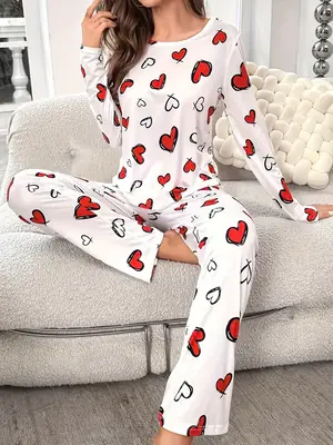 Image de Pyjama Côtelé à Volants Coeur - Détente & Confort