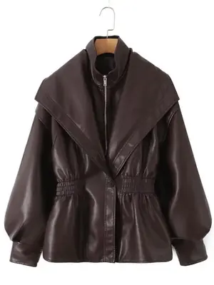 Image de Veste Faux Cuir Vintage Femme - Style Moto Oversize