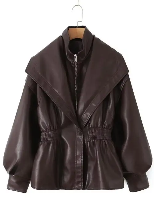 Image de Veste Faux Cuir Vintage Femme - Style Moto Oversize
