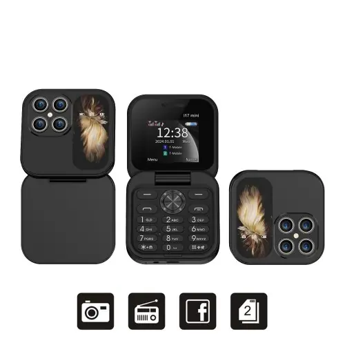 Image de Mini Téléphone Portable Pliable i17 avec Radio FM et Écran 1.77"