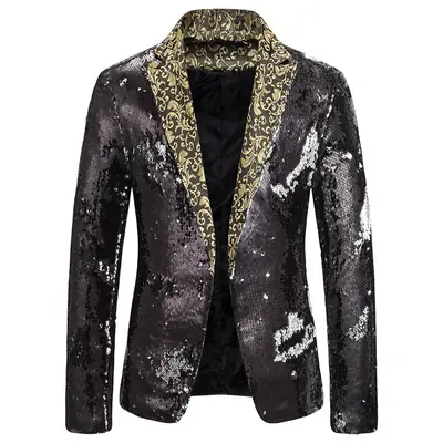 Image de Blazer Homme Brodé Paillettes - Élégant & Scintillant