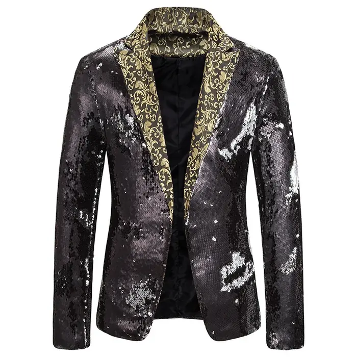 Image de Blazer Homme Brodé Paillettes - Élégant & Scintillant