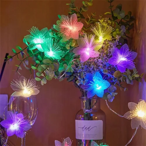 Imagen de Guirnalda de luces LED de fibra óptica de 2/3M, guirnalda con pilas, decoración navideña, fiesta, de...