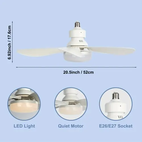 Image de Ventilateur de Plafond LED 21,5" avec Lumière et Télécommande