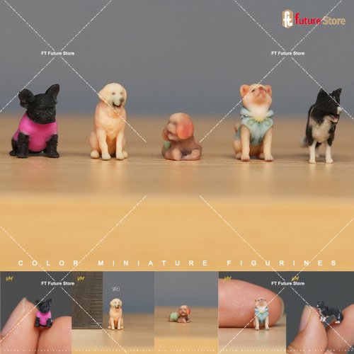 Afbeelding van Realistische honden miniatuur figuur 1/64 1/43 1/24 1/18 huisdier dier squat liggen 3D print beeldje model prop creatieve decor ambachten