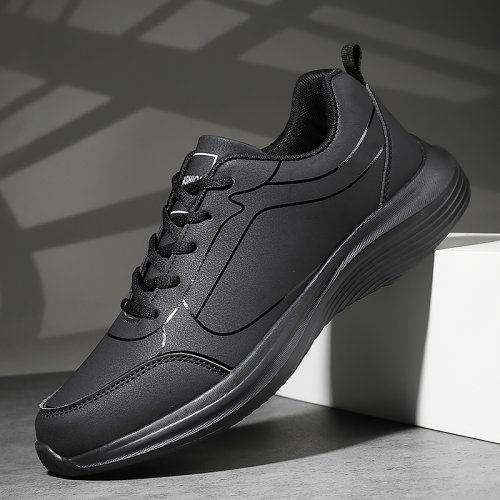 Afbeelding van 2025 Nieuwe Lichtgewicht Mannen Casual Lederen Sneakers Antislip Ademend Mannelijke Outdoor Loopschoenen Lace Up Zachte Sportschoenen