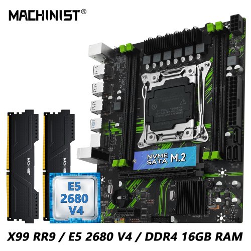 Immagine di Kit Completo Scheda Madre X99 PR9 con CPU Intel Xeon E5-2680 v4 LGA 2011-3 e Memoria DDR4 16GB (2x8GB) – Supporto USB 3.0 e NVMe