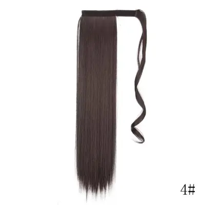 Image de Extensions de Cheveux Synthétiques Noires - Queue de Cheval Lisse 22 Pouces