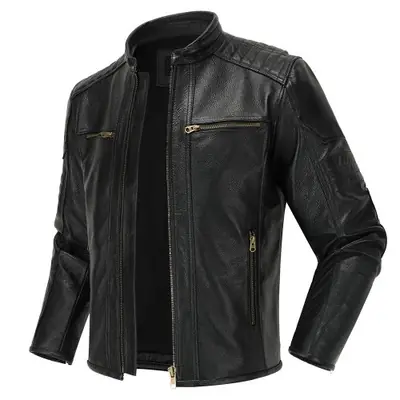 Image de Manteau en Cuir Vintage Homme - Style Motard Automne