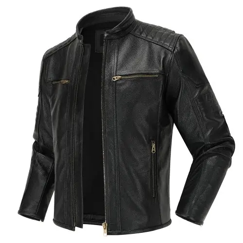 Image de Manteau en Cuir Vintage Homme - Style Motard Automne
