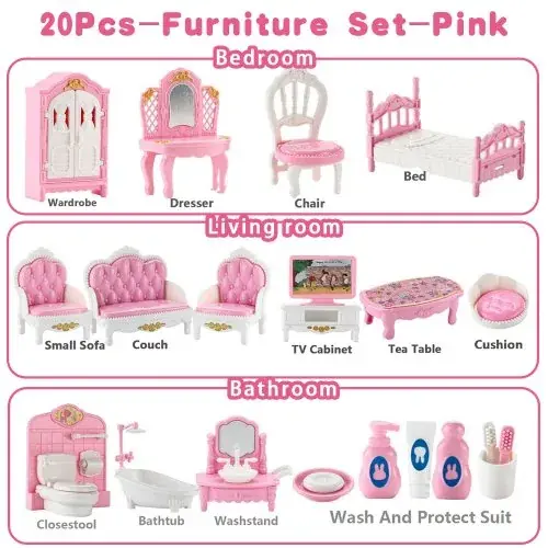 Rosa-muebles conjunto