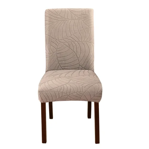 Immagine di Coprisedie jacquard a foglia 1PC Coprisedili universali elasticizzati rimovibili Coprisedili in tinta unita per sala da pranzo Banchetto dell'hotel