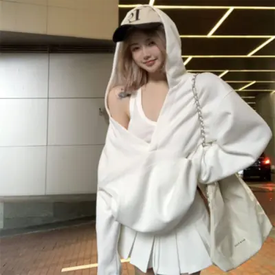 Image de Hoodie Femme Y2K Harajuku Oversize Col V