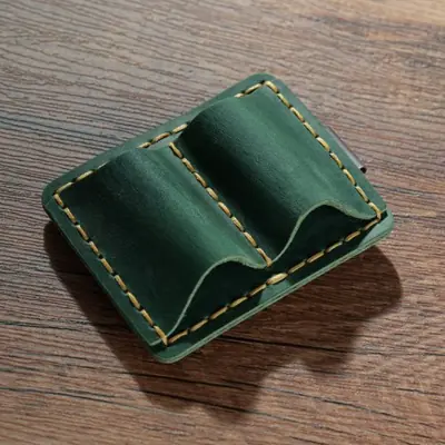 Image de Porte-Crayons en Cuir Rétro avec Clip Métallique