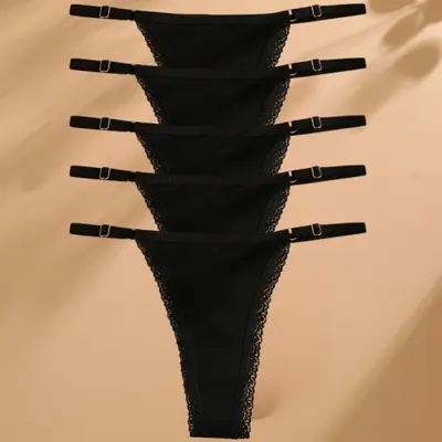 Ensemble de 5 Culottes Sexy en Coton - String & T-Back
