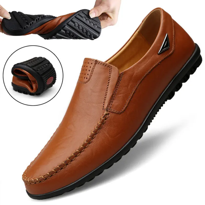 Zdjęcie Męskie Buty z Prawdziwej Skóry – Modne i Komfortowe Slip-On