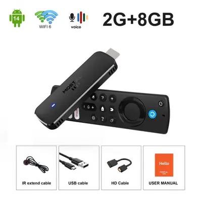 Image de Clé TV Android 14 8K Ultra HD avec WiFi 6 et Télécommande Vocale