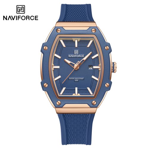 Image of Naviforce Casual Barrel-Shaped Women's Silicone Quartz Wristwatch with Sport Alloy Dial, Waterproof Design – Perfect Couple Watch for Everyday Style