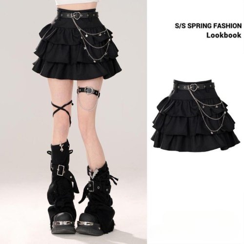 Image of High Waist Vintage Lace Cake Mini Skirt with Harajuku Punk Grunge Style for Women – Y2K Aesthetic Streetwear Fashion