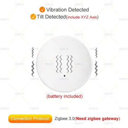 Image de Capteur de vibration Zigbee avec détection de choc et inclinaison