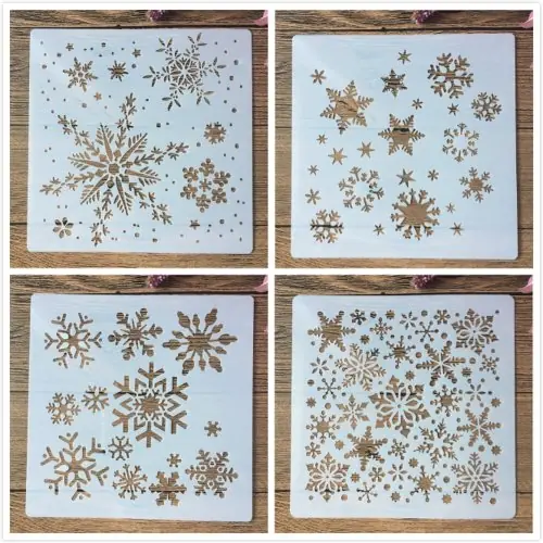 Image de Ensemble de 4 Pochoirs Flocon de Neige 20 cm