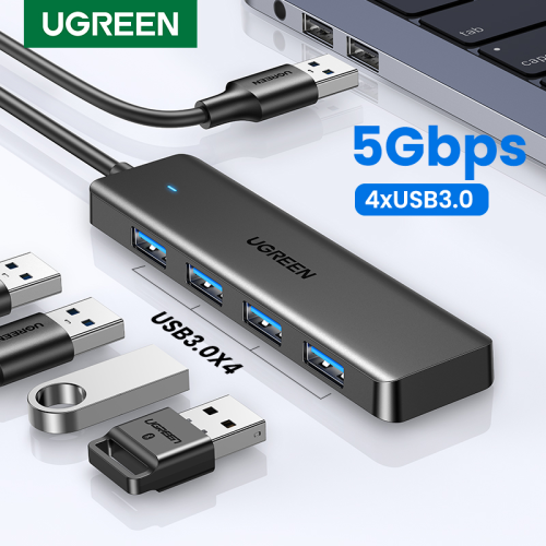 Immagine di Hub USB 3.0 Ugreen con 4 Porte USB-A, Espansore Sottile per Mouse, Tastiera, Pen Drive, Stampante, Disco U e PC Portatile, Compatibile con PS5 e Xbox