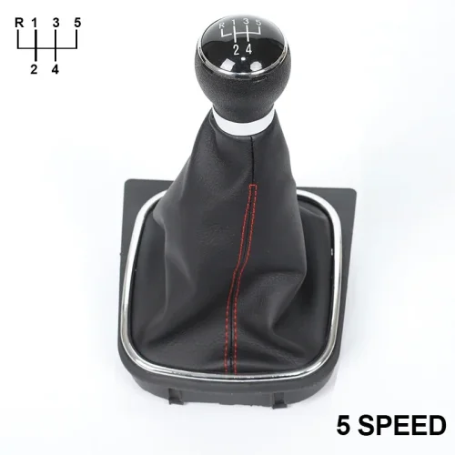 Image of 5/6 Speed Stick Gear Shift Knob with Leather Boot Collar Case for Volkswagen VW Golf 5 V 6 VI MK5 MK6 Jetta 2005-2014 Car Stying