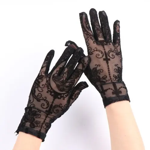 Image de Gants Dentelle Noire Gothique Punk - Style Lolita & Halloween