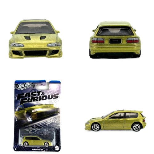 Image of Mattel Hot Wheels Car Fast & Furious HONDA CIVIC EG Toys Boys 1/64 Diecast Vehicles Models Birthday Gift