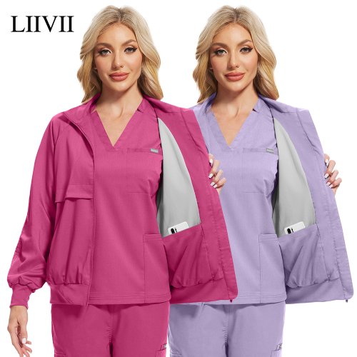 Image of Professional Medical Scrub Jackets for Men and Women – Long Sleeve Zipper Front Surgical Uniforms for Doctors, Nurses & Healthcare Workers