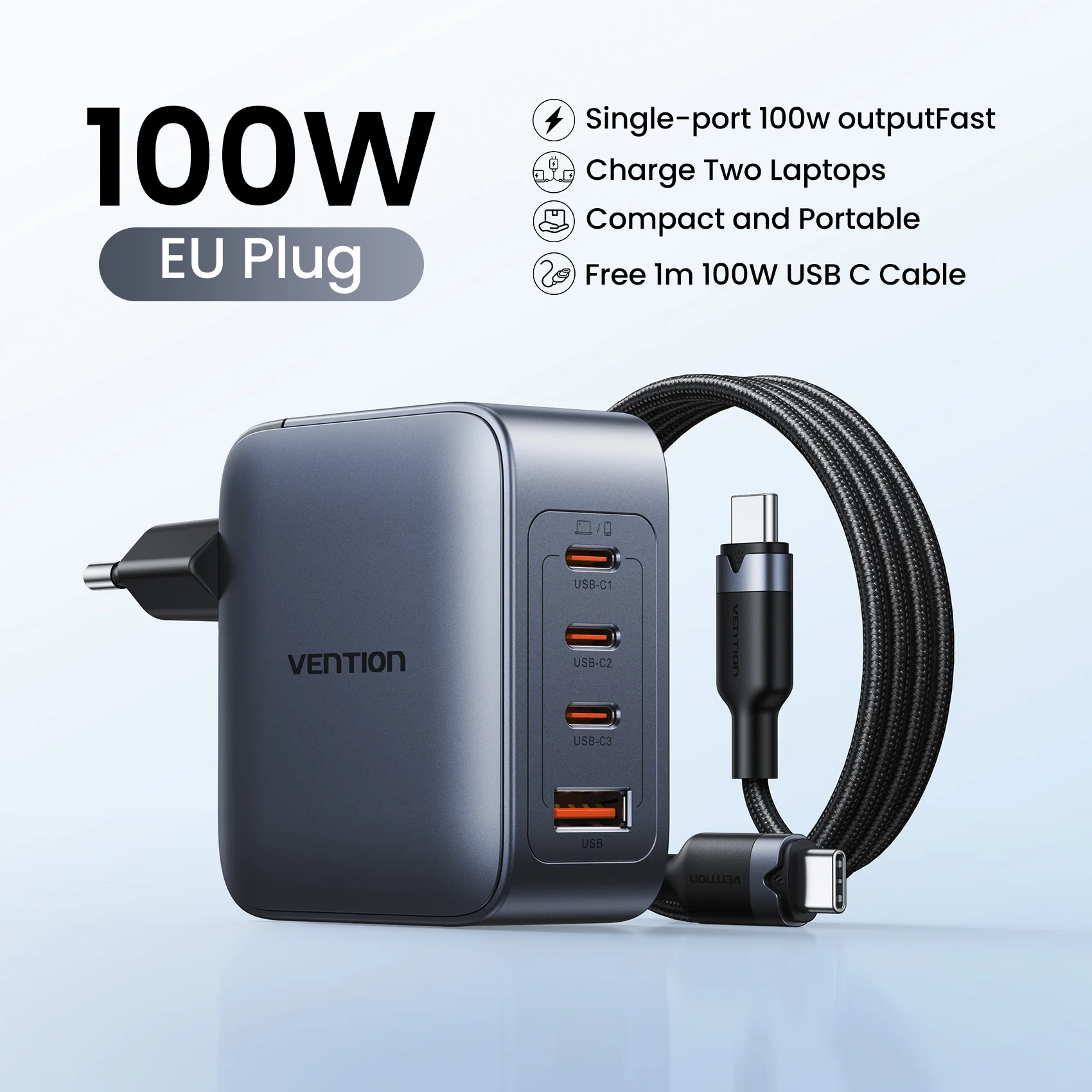 EU Cable 1 m 100 W
