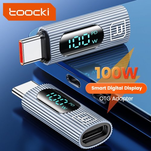 Image of Toocki 2-Pack USB-C OTG Adapter with 100W Digital Power Display, PD Fast Charging Converter for Redmi and Other Smartphones