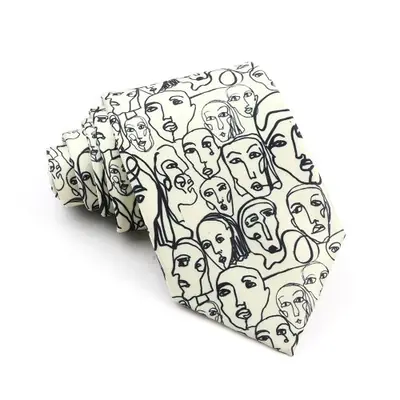 Image de Cravate Homme Soie Design Floral Marron & Blanc