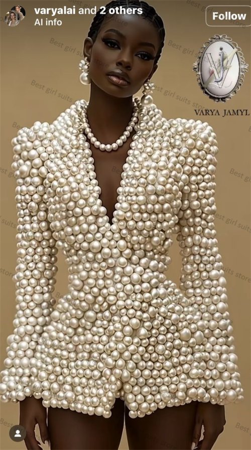 Imagen de Elegante Traje de Lujo con Perlas para Mujer