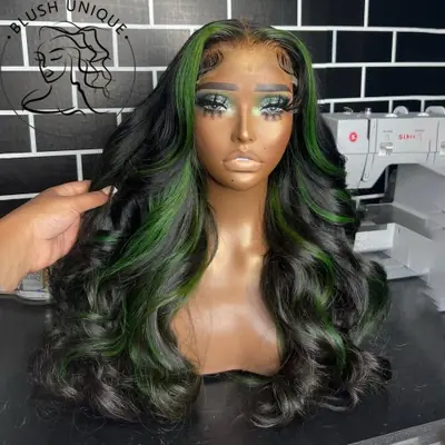 Image de Perruque Lace Front Synthétique Body Wave Blond Miel Ombré