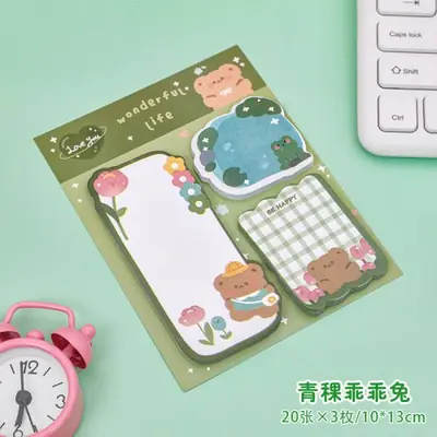 Image de Bloc-Notes Kawaii Fraise Lapin Ours - Mignon & Pratique