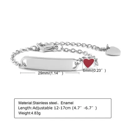 Image de Bracelet Cœur Personnalisé - Bijou Enfant en Acier Inoxydable