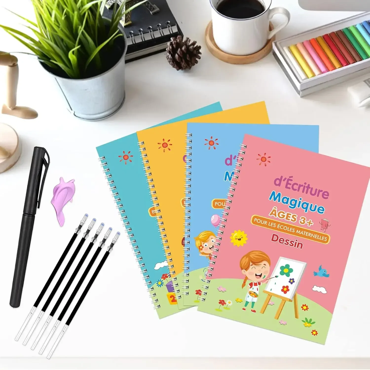 Image of Magic Reusable Writing Practice Book for Kids – Fun & Educational Calligraphy Notebook with Pen for Preschoolers and Early Learners Ages 3-8