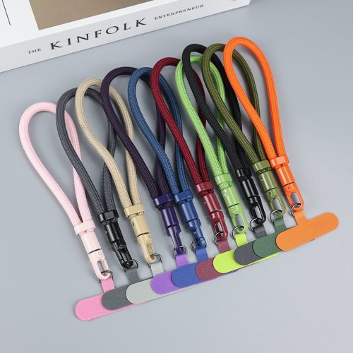 Image of Durable Nylon Wrist Strap for Mobile Phones – Colorful Anti-Fall Lanyard with Detachable Tether Tabs and Secure Clip for Hands-Free Use