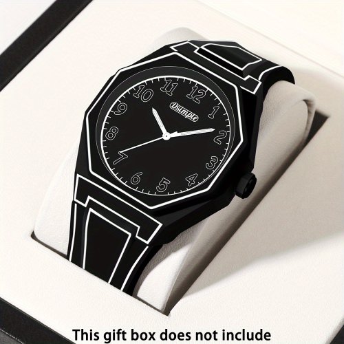 Bild von Quarz-Armbanduhr im Preppy-Stil – rundes Zifferblatt, elektronisches Antrieb, Silikonarmband, Unisex