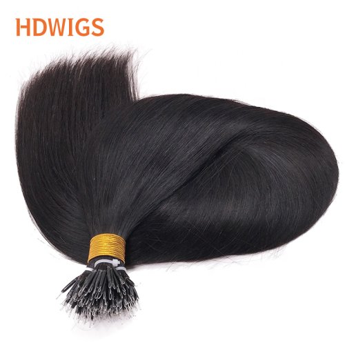 Image of Premium Straight Remy Human Hair Extensions with Nano Rings & Micro Beads – Brazilian Virgin Hair Fusion Weaves in 40g and 50g Bundles for Natural, Seamless Hair Growth